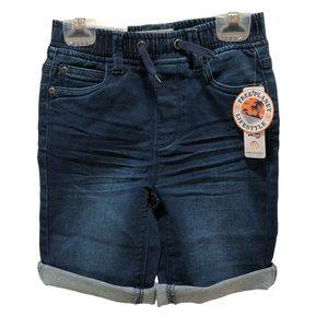 Free Planet Rolled Hem Dark Rinse Denim Stretch Shorts